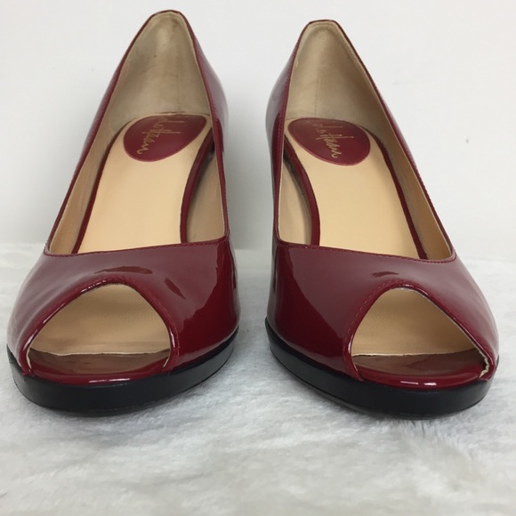Cole Haan Nike Air Peep Toe Red Patent Pumps 6.5B - Picture 2 of 8